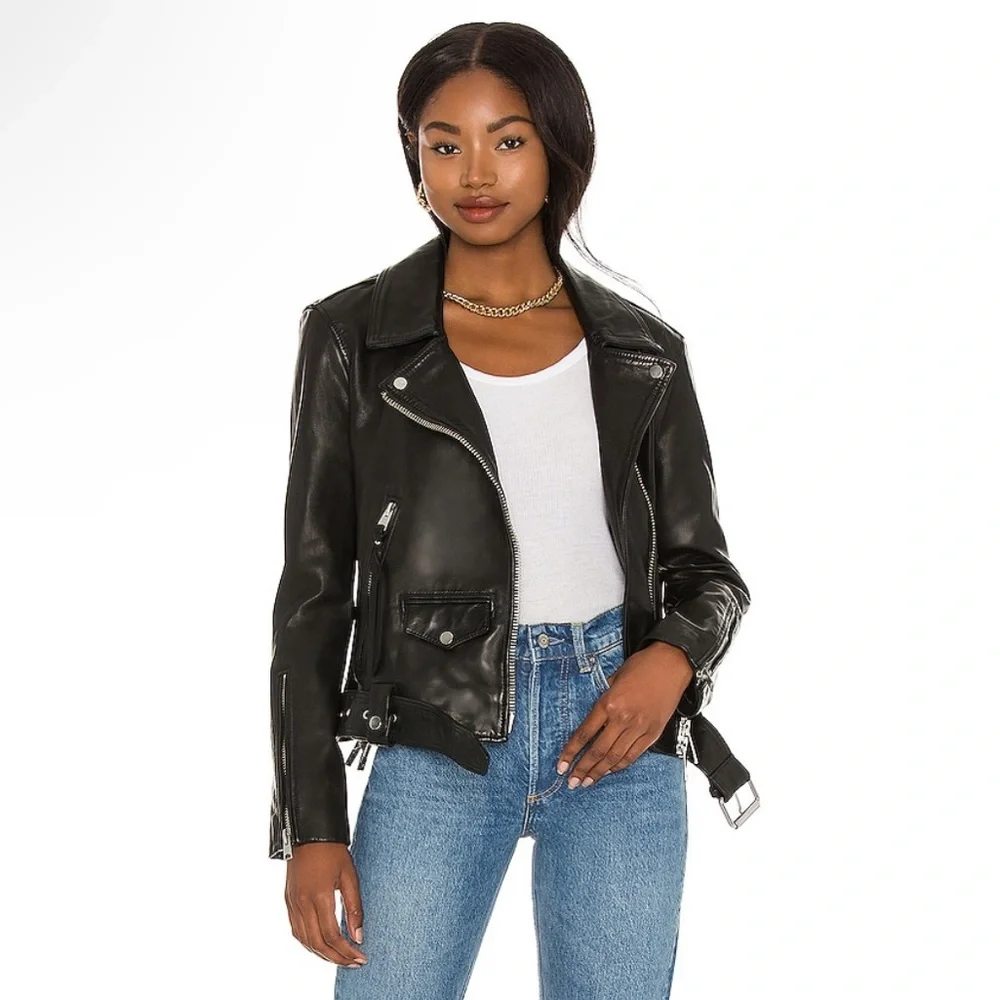 All saints Luna leather biker jacket - Picture 3 of 8